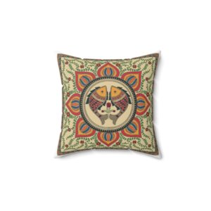 Twin Fish Mandala Madhubani Cushion Cover