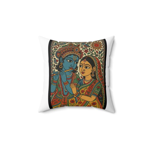 Eternal Love – Radha Krishna Madhubani Pillow Cover